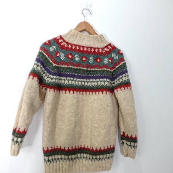 VINTAGE Western Sweater Women Small Wool Knit Southwest Aztec Pullover Grandma - Picture 3 of 13